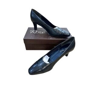 Rose Petals by Walking Cradles Navy Leather Cap Toe Heels Women Size 10 Narrow